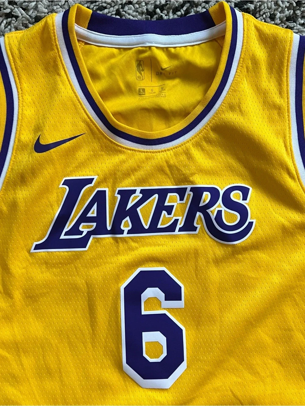 Nike Swingman Youth Lebron James Lakers Jersey #6 Yellow Size 14/16